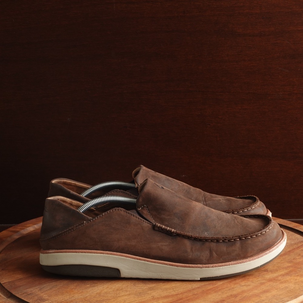 OluKai Loafers Mens SZ 13 Brown Kalia Leather Casual Comfort Convertible Shoes